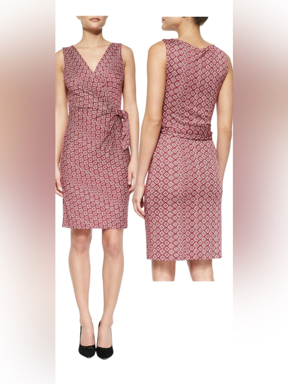 Diane Von Furstenberg Bella Silk Wrap Dress Purple Diamond Print Sz 4